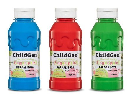 ChildGen Yıkanabilir 350 ml 3'lü Çok Renkli Parmak Boyası