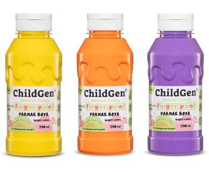 ChildGen Yıkanabilir Organik 350 ml 3'lü Çok Renkli Parmak Boyası