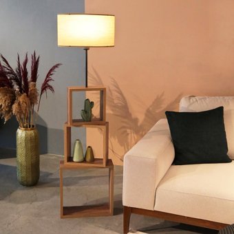 Homing Modern Raflı AYD-2902 Ahşap Ayaklı 2 Ayaklı Şapka Lambader 140 cm Beyaz