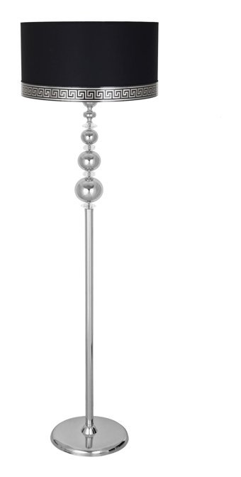Vinner Kristal Taşlı Üçlü Küre Metal Ayaklı Tek Ayak Silindir Lambader 160 cm Siyah