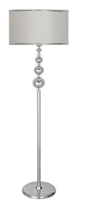 Vinner Kristal Taşlı Üçlü Küre Metal Ayaklı Tek Ayak Silindir Lambader 160 cm Krem