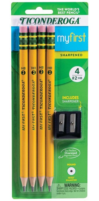 Dixon Ticonderoga Primary 4'lü Silgili Yuvarlak Siyah HB Kurşun Kalem Seti