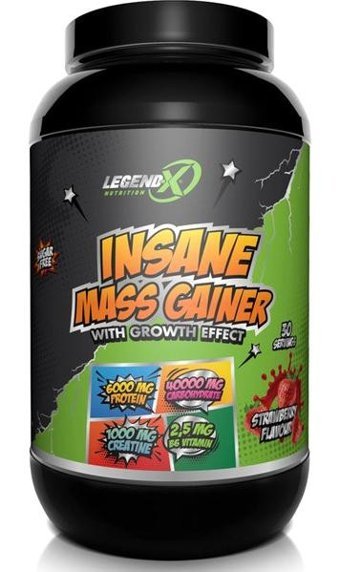 Legend-x Nutrition Insane Mass Çilek Aromalı 30 Servis Kas Yapıcı Gainer 1500 gr Toz