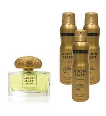 Free Love Golden Secret 4 Parça Kadın Parfüm Deodorant Seti EDP