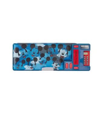Smiggle Mavi Baskılı Metal Bölmeli Hesap Makineli Tek Gözlü Dikdörtgen Kutu Kalemlik
