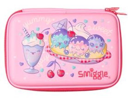 Smiggle Pembe Baskılı Bez Bölmeli Tek Gözlü Oval Cüzdan Kalemlik