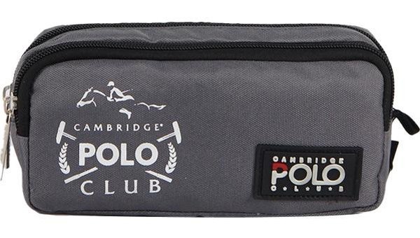 Cambridge Polo Club Urban Gri Desenli Bez Bölmeli Çift Gözlü Dikdörtgen Cüzdan Kalemlik
