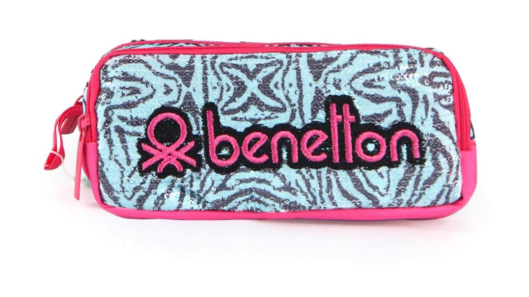 Benetton Pembe Baskılı Bez Bölmeli Tek Gözlü Dikdörtgen Cüzdan Kalemlik