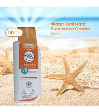 Mojo Moi 50 Faktör Tüm Ciltler İçin Leke Karşıtı Nemlendirici Suya Dayanıklı Yüz Güneş Kremi 100 ml