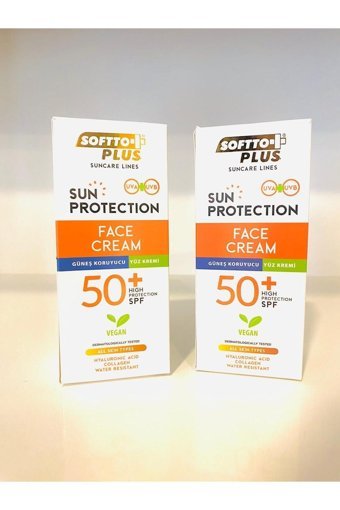 Softto Plus 50 Faktör Tüm Ciltler İçin Leke Karşıtı Nemlendirici Yağsız Suya Dayanıklı Yüz Güneş Kremi 2x75 ml
