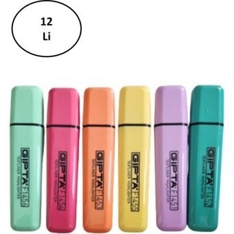 Gıpta 12'li Pastel Eflatun Kesik Uçlu Fosforlu Kalem
