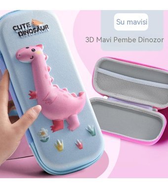 Happyplanet Dinozor Mavi Bölmeli Çift Gözlü Kalemlik