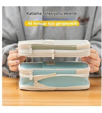 Kk Lacivert Bölmeli Çift Gözlü Kalemlik