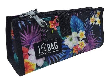 Jacbag Twin Çiçek Desenli Siyah Bölmeli Katlanabilir Çift Gözlü Cüzdan Kalemlik