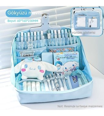 Happyplanet Mavi Bölmeli Katlanabilir Çok Gözlü Cüzdan Kalemlik