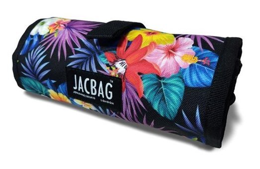 Jacbag Senior Çiçek Desenli Siyah Katlanabilir Tek Gözlü Rulo Kalemlik