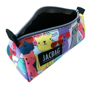 Jacbag Prime Kedi Desenli Çok Renkli Tek Gözlü Cüzdan Kalemlik