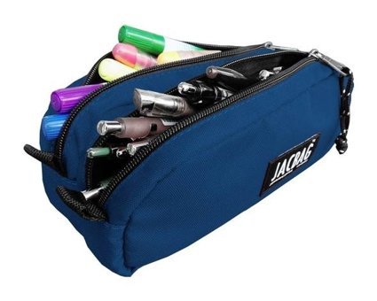 Jacbag Dual Pouch Saks Mavisi Bölmeli Düz Çift Gözlü Cüzdan Kalemlik