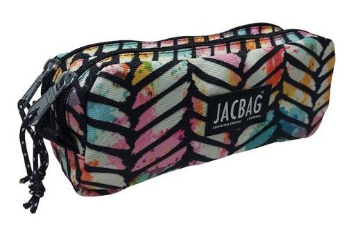 Jacbag Dual Pouch Geometrik Çok Renkli Bölmeli Çift Gözlü Cüzdan Kalemlik