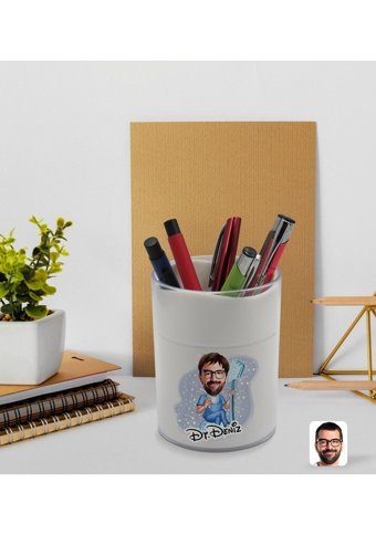 Bk Model 2 Kişi Figürlü Beyaz Tek Gözlü Kalemlik