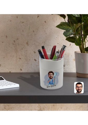 Bk Model 2 Kişi Figürlü Beyaz Tek Gözlü Kalemlik