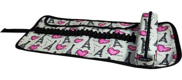 Jacbag Jac-14 Paris Gri-Pembe Katlanabilir Tek Gözlü Rulo Kalemlik