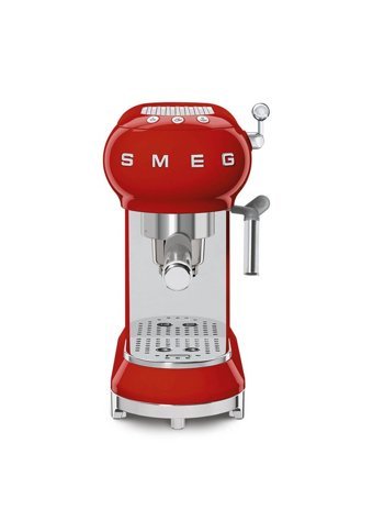 Smeg ECF01 Linea 50's Retro Style 1350 W Paslanmaz Çelik Tezgah Üstü Kapsülsüz Yarı Otomatik Espresso Makinesi Kırmızı
