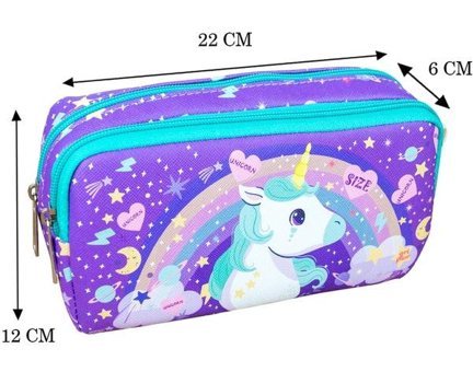 Onesize Unicorn Mor Bölmeli Çift Gözlü Cüzdan Kalemlik