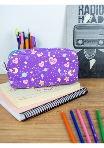 Onesize Unicorn Mor Bölmeli Çift Gözlü Cüzdan Kalemlik