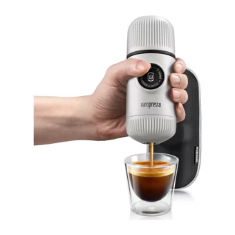 Wacaco Nanopresso Tezgah Üstü Kapsülsüz Taşınabilir Mini Manuel Espresso Makinesi Beyaz
