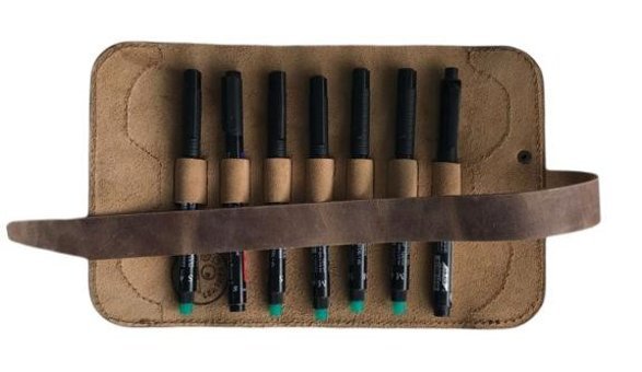 Lnleather Kahverengi Katlanabilir Tek Gözlü Rulo Kalemlik