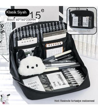 Happyplanet Siyah Bölmeli Katlanabilir Çok Gözlü Cüzdan Kalemlik