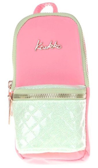 Kaukko Bright Pembe-Yeşil Bölmeli Düz 3 Gözlü Cüzdan Kalemlik