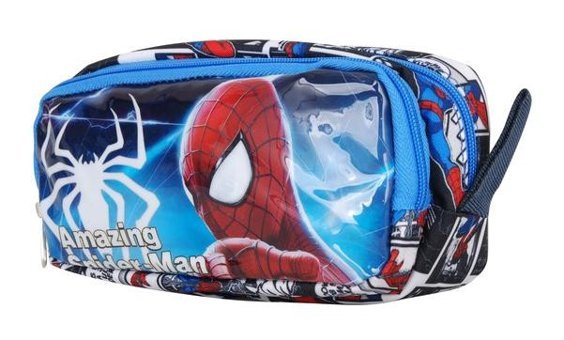 Spiderman 96840 Mavi Kırmızı Bölmeli Çift Gözlü Cüzdan Kalemlik