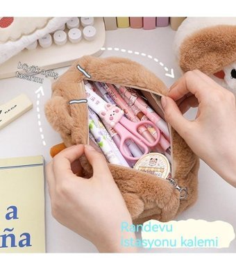 Summer Love Pembe Peluş Tek Gözlü Cüzdan Kalemlik