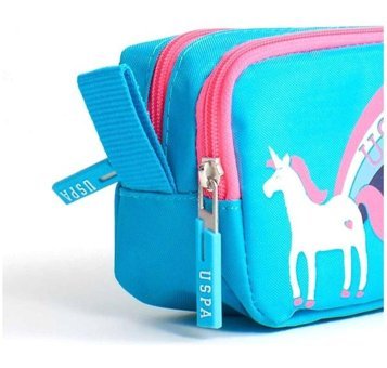 U.S. Polo Assn. Mavi Bölmeli Çift Gözlü Cüzdan Kalemlik