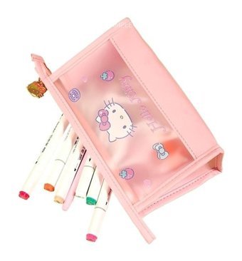 Boutiques Pembe Bölmeli Şeffaf Çift Gözlü Cüzdan Kalemlik
