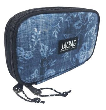 Jacbag Double Cover Mavi Bölmeli Katlanabilir Çift Gözlü Cüzdan Kalemlik