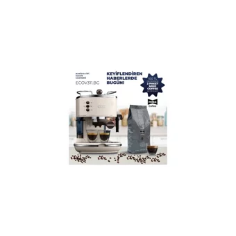 Delonghi ECOV311.BG Icona 1100 W Paslanmaz Çelik Tezgah Üstü Kapsülsüz Espresso Makinesi Bej + Paket Kahve
