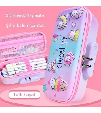 Happyplanet Mavi-Pembe Bölmeli Çift Gözlü Kalemlik