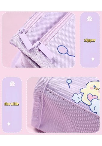 Heamor Kawaii Tavşanlı Pembe Bölmeli 3 Gözlü Cüzdan Kalemlik
