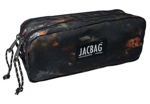 Jacbag Dual Pouch Yapraklı Siyah Bölmeli Çift Gözlü Cüzdan Kalemlik