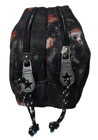 Jacbag Dual Pouch Yapraklı Siyah Bölmeli Çift Gözlü Cüzdan Kalemlik