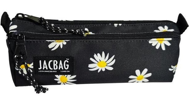 Jacbag Jac-02 Papatya Desenli Siyah Bölmeli Çift Gözlü Cüzdan Kalemlik