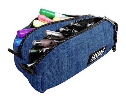 Jacbag Dual Pouch Mavi Bölmeli Çift Gözlü Cüzdan Kalemlik