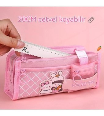 Oloey Pembe Bölmeli 3 Gözlü Cüzdan Kalemlik