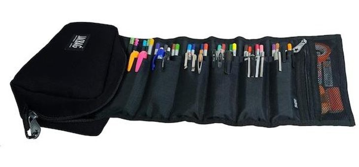 Jacbag Jac-06 Siyah Bölmeli Düz Katlanabilir Çok Gözlü Rulo Kalemlik