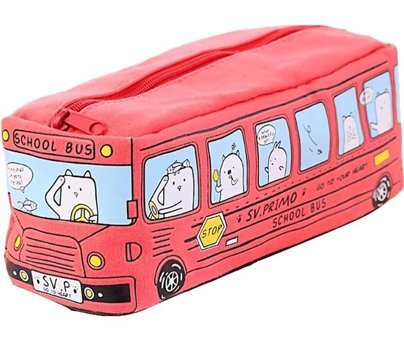 Heamor Kawaii Okul Otobüsü Kırmızı Otobüs Tek Gözlü Cüzdan Kalemlik