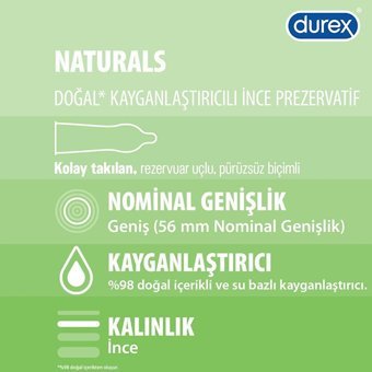 Durex Naturals İnce Prezervatif 20'li+Durex Naturals Ekstra Hassas Jel 100 ml