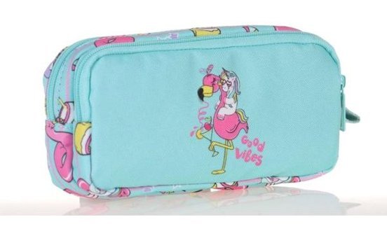 Kaukko Unicorn Pembe-Turkuaz Bölmeli Çift Gözlü Cüzdan Kalemlik